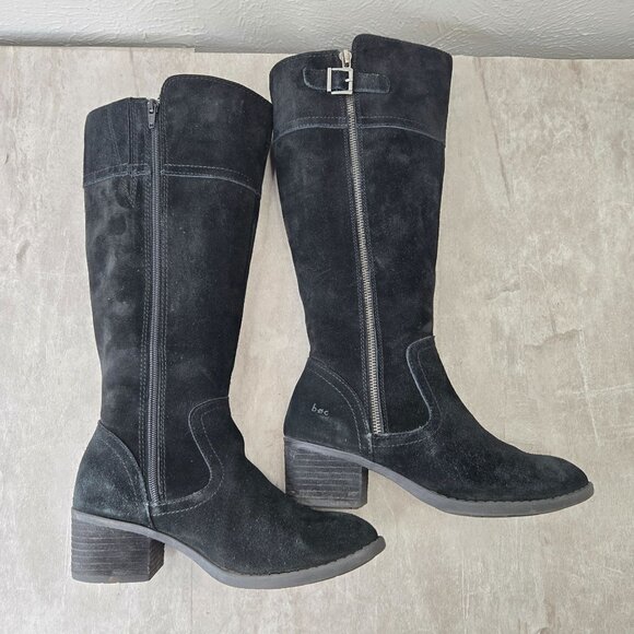 Born Of Concept Knee High Boots 7.5 Black Suede Equestrian Western Riding Tall - Picture 5 of 15